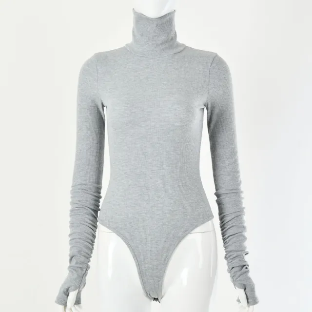 Turtleneck Long Sleeve Tights Grey - Shop at LoveMi