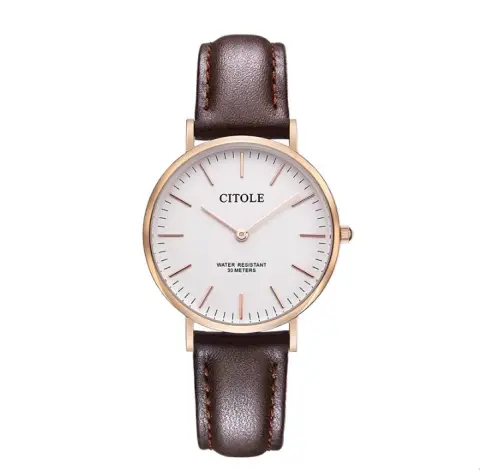 Large Dial Leather Watch Couple