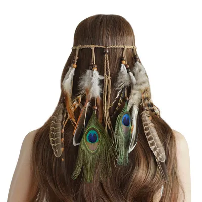 Peacock feather headband popular hair band Green - Shop at LoveMi