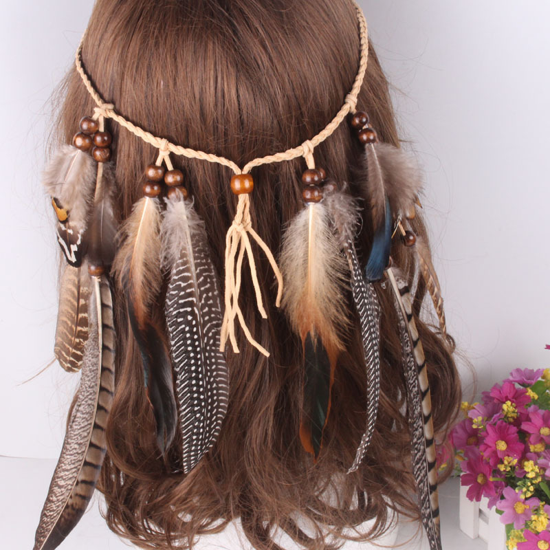 Feather headband feather tassel hair ring