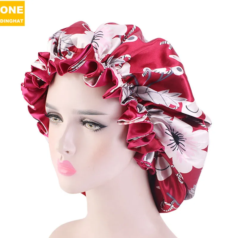 Plus size hair care home hat - Red