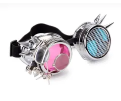 Punk Rainbow EDM Glasses - Bright Silver - View 1