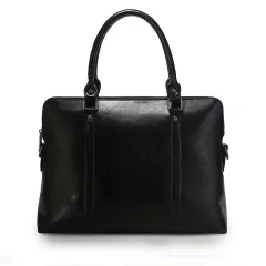 Fashionable lady leather briefcase - Black - View 1