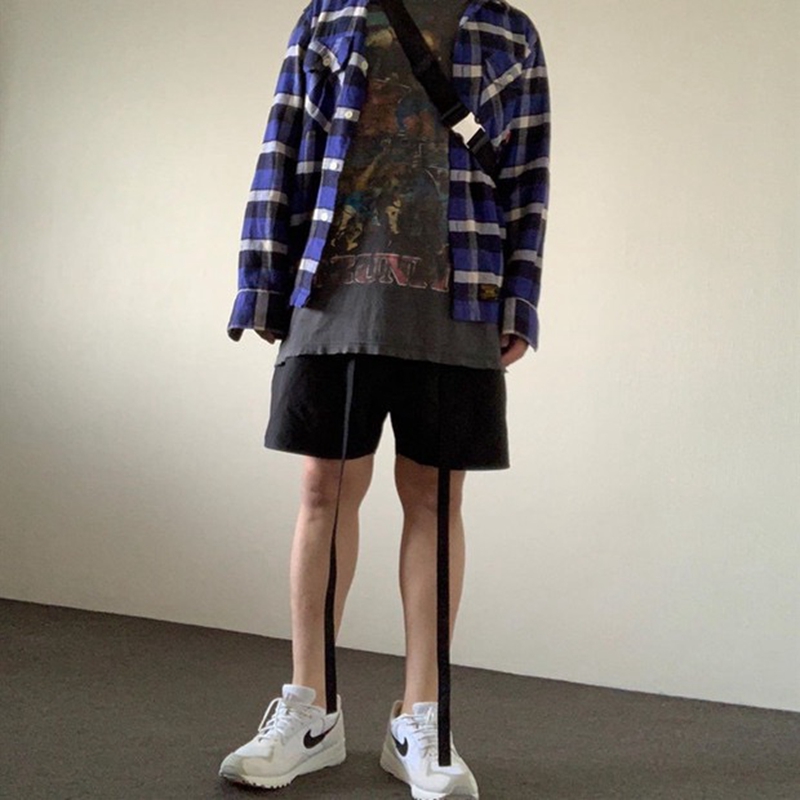 Summer men's black streamer high street shorts