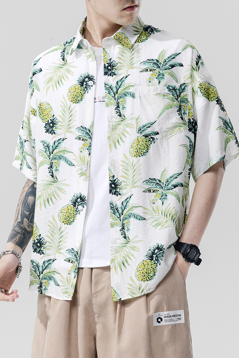 Beach couple casual short sleeve printed shirt