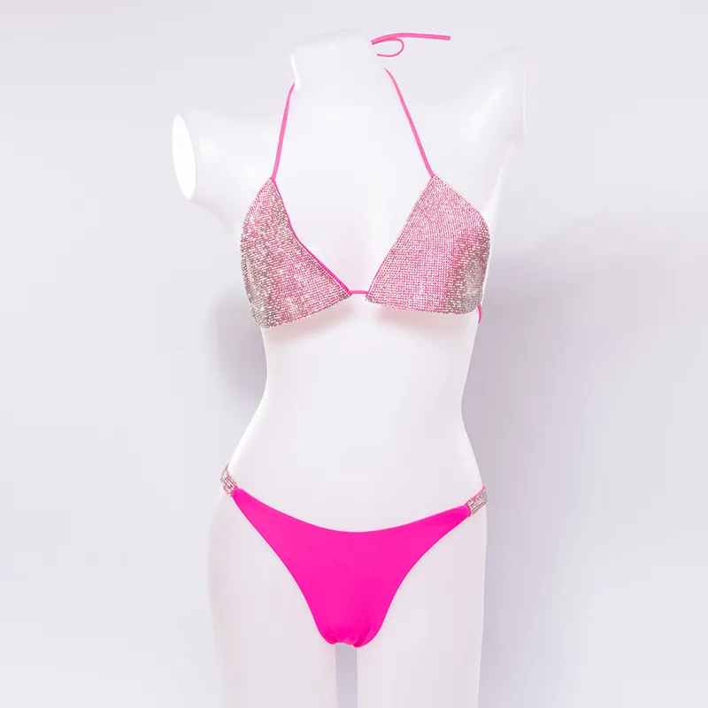 Bra set ladies seaside holiday split swimsuit - Rose