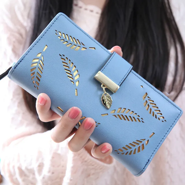 Women Long Wallet Fashion Handbag Wallet Money Bag Blue - Shop at LoveMi