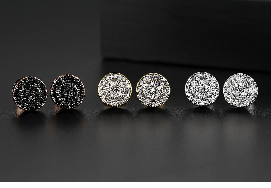 Women's round pavé earrings with stud earrings