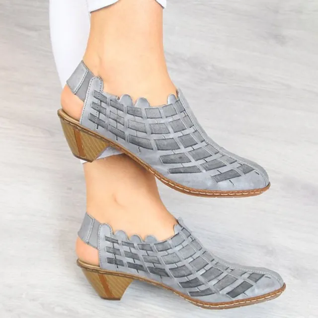 Cross knit low heel chunky heel colorblock sandals White - Shop at LoveMi