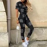 Women's leopard stitching jumpsuit Pink Black - Shop at LoveMi