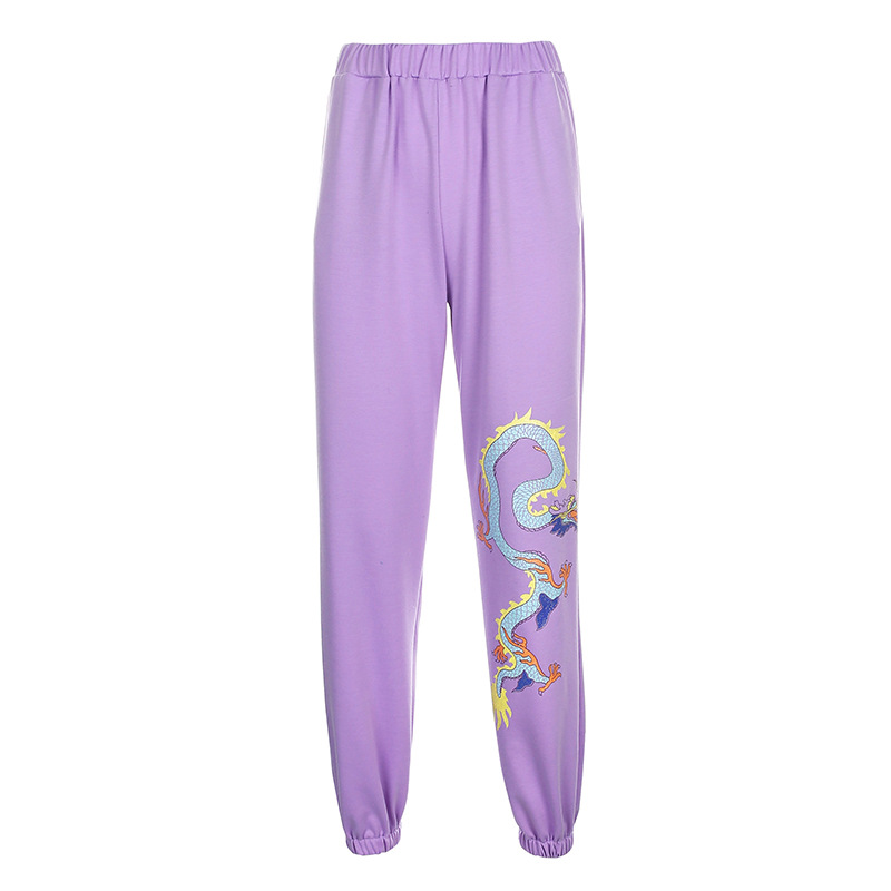 Chinese Dragon Retro Printed Sweater Pants