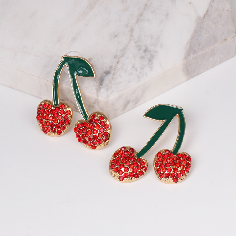 Fruit earrings full diamond ear jewelry
