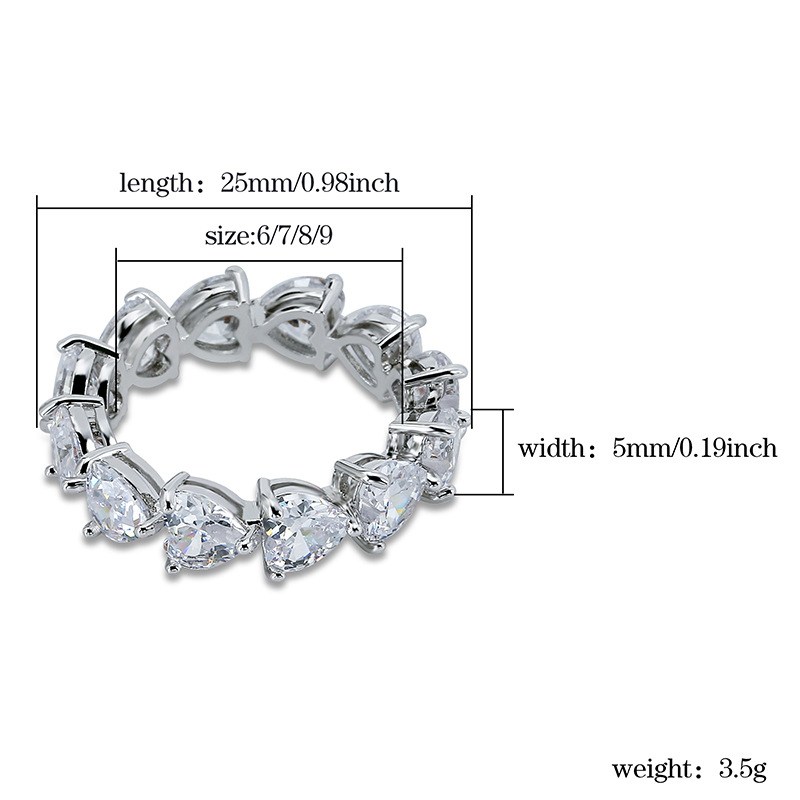 Love shape zircon couple ring