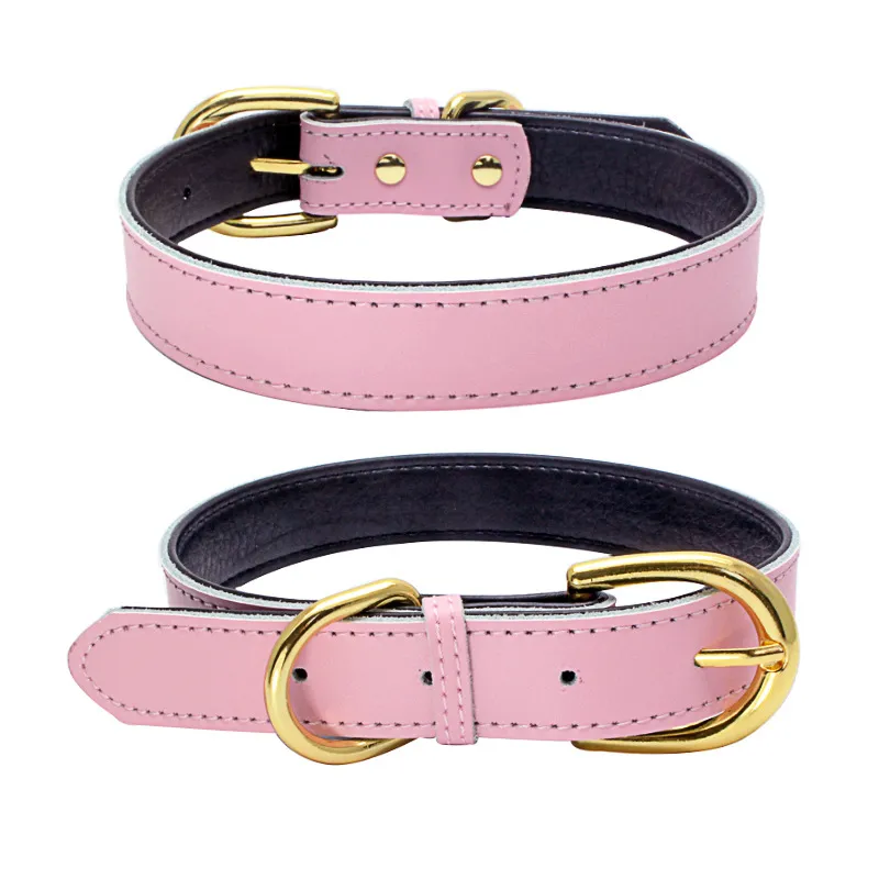 Cowhide pet collar - Pink