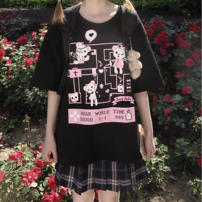 Cute printed short-sleeved T-shirt