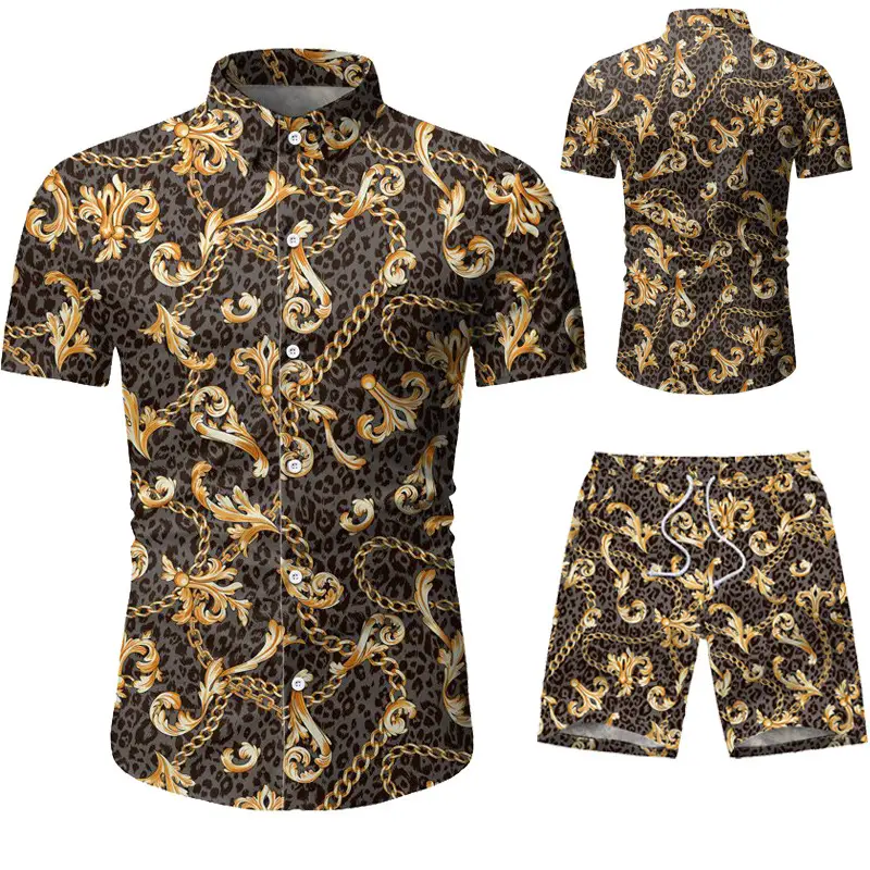 Men's short sleeve shorts casual suit