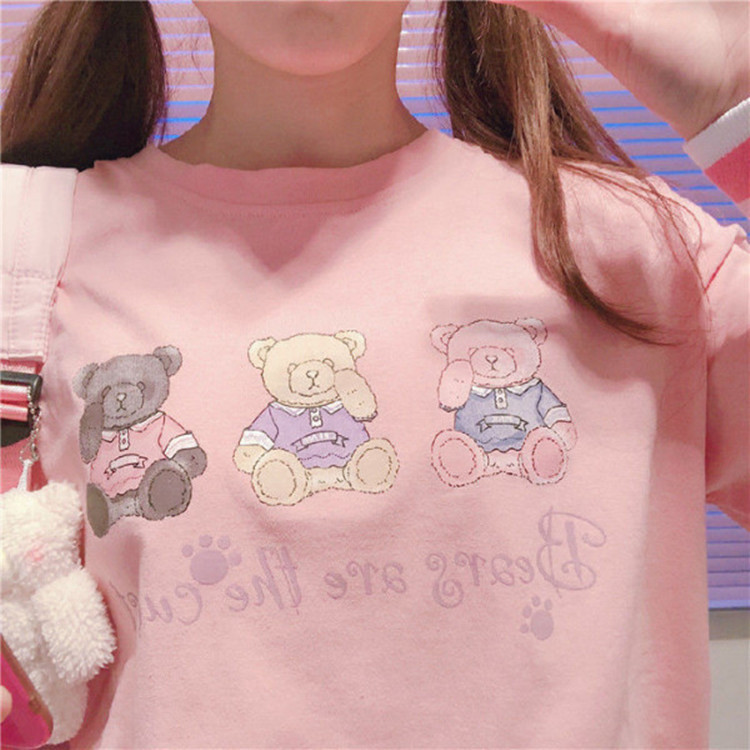 Bear print cute T-shirt