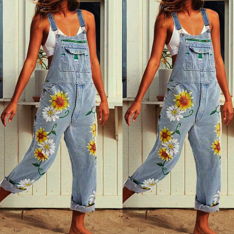 Little chrysanthemum overalls women's jeans