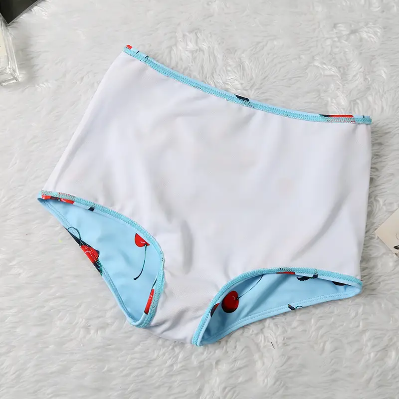 Ladies split high waist cherry swimsuit