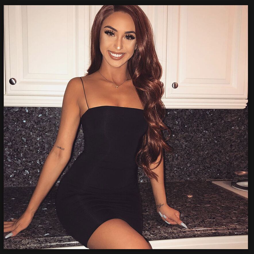 Women's solid color strapless sleeveless low-cut back bag hip dress