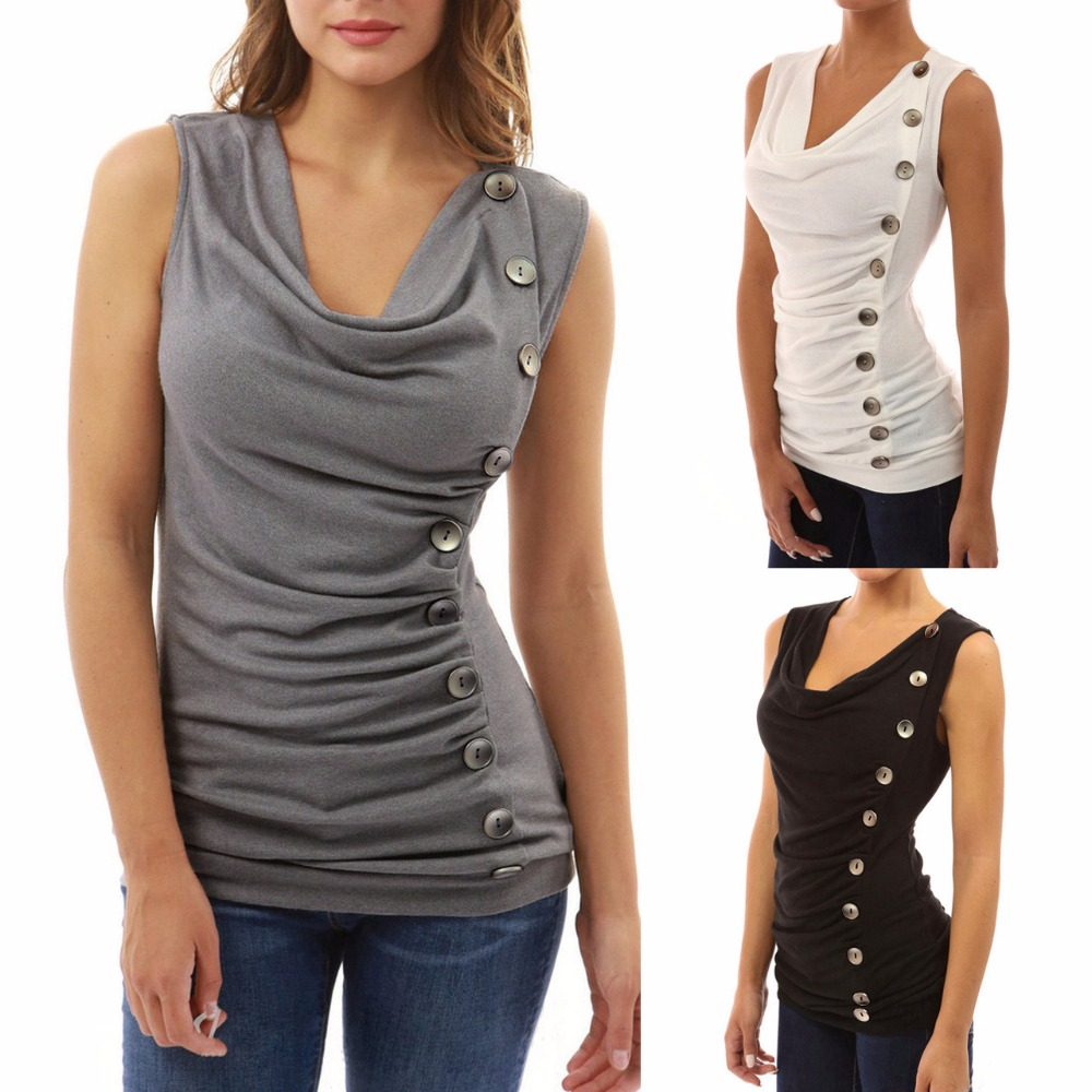 V-neck sleeveless irregular top