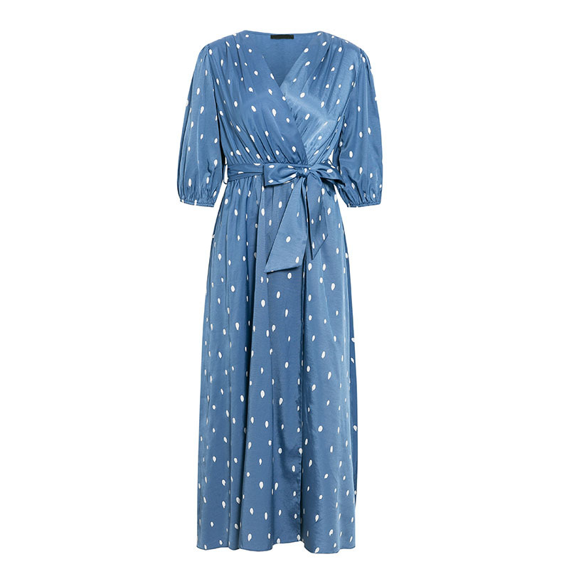 Polka dot elegant puff sleeve dress