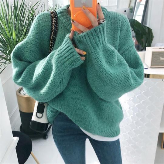 Mohair pullover long sleeve sweater