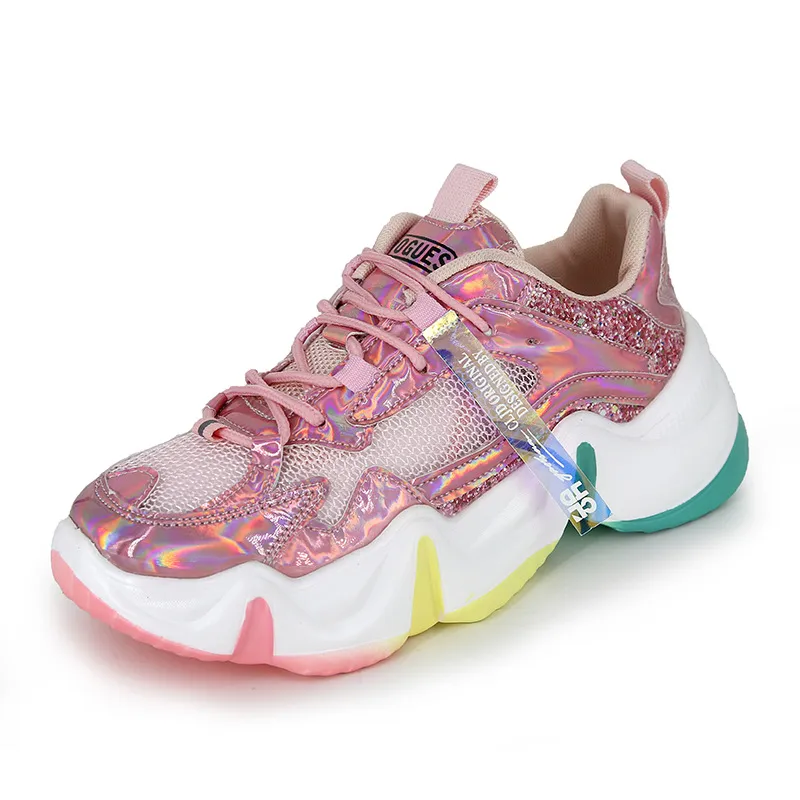 Net red rainbow heightening sneaker - Red