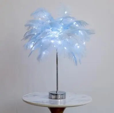 Feather Lamp Nordic Desk Lamp European-Style Bedroom Bedside Feather Table Lamp Night Light Table Lamp Decoration Modern – image 7