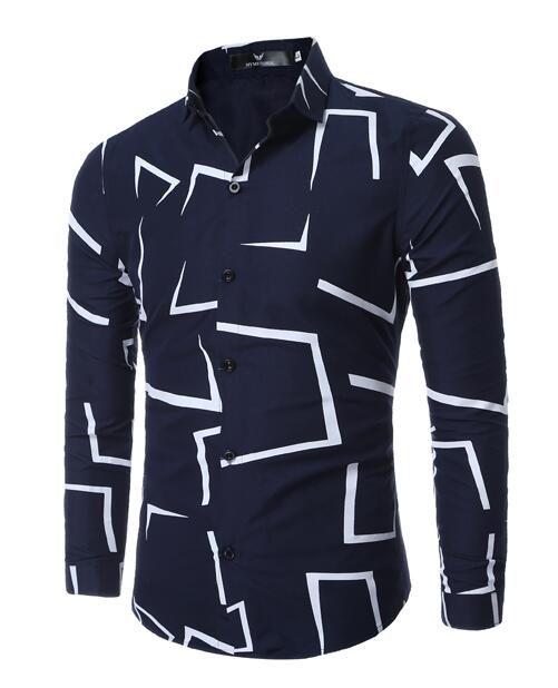 Men's casual long sleeve floral shirt