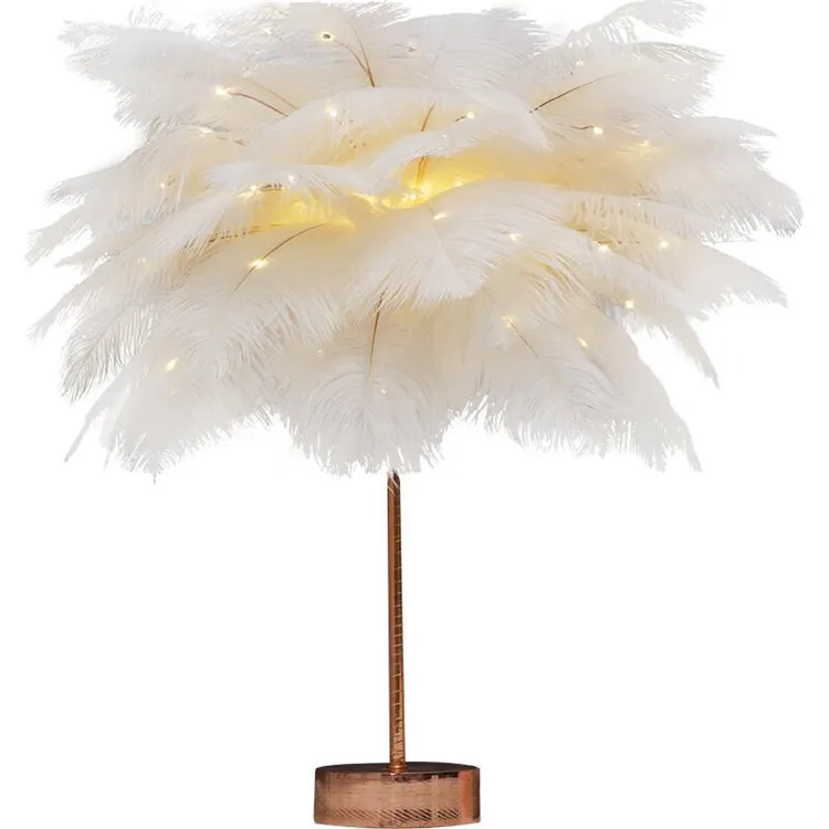 Feather Lamp Nordic Desk Lamp European-Style Bedroom Bedside Feather Table Lamp Night Light Table Lamp Decoration Modern – image 9