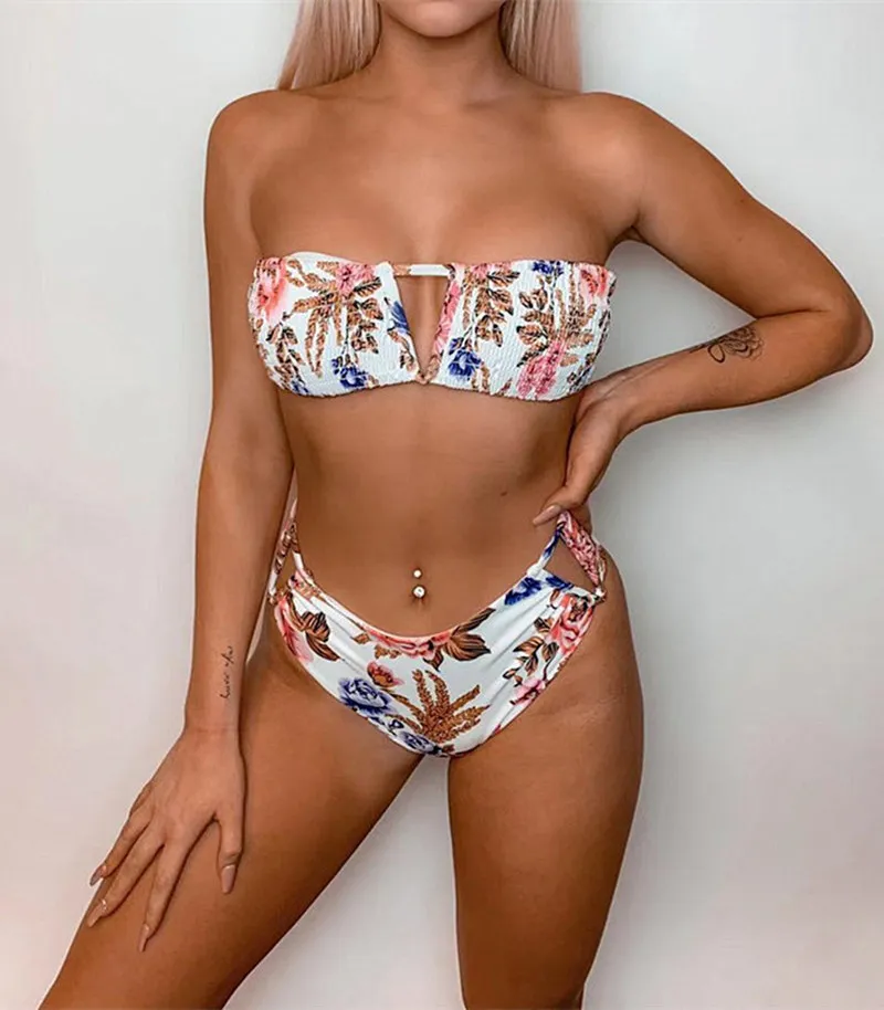 Stretchy Top Bikini Set - White