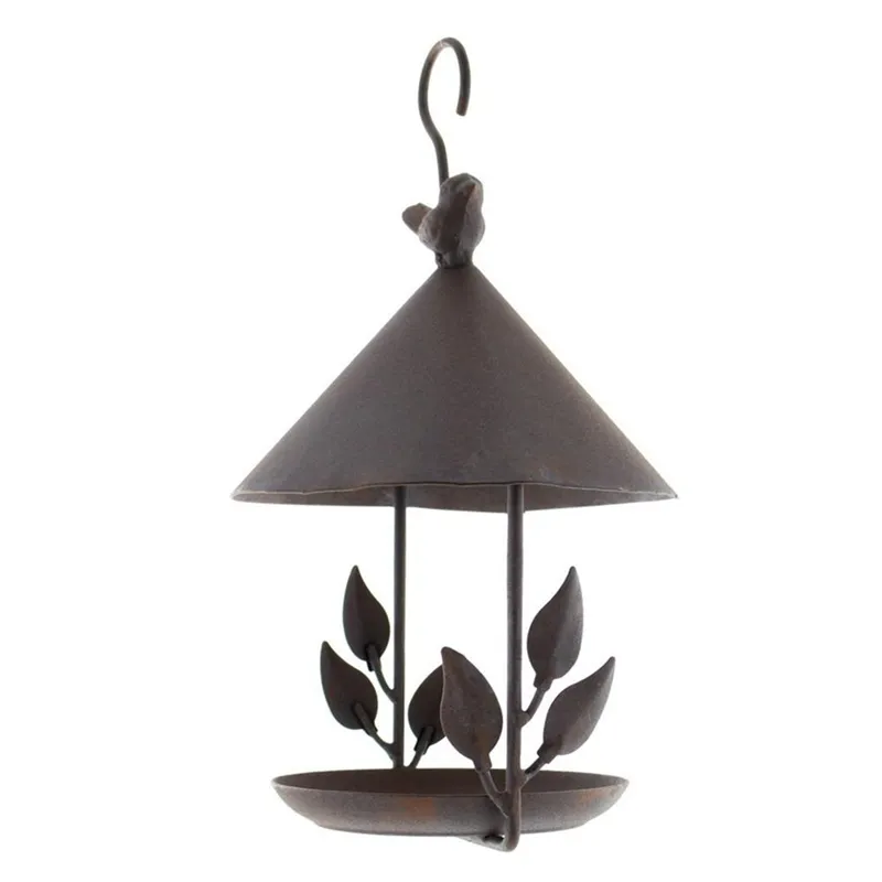 American made old wrought iron bird feeder - Brown