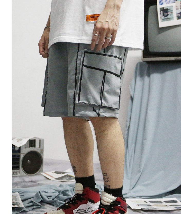 Retro hand-painted tooling shorts