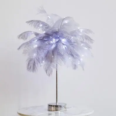 Feather Lamp Nordic Desk Lamp European-Style Bedroom Bedside Feather Table Lamp Night Light Table Lamp Decoration Modern – image 10