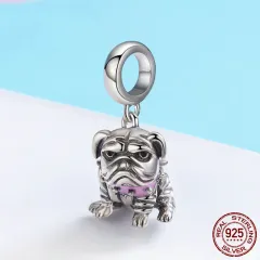 925 Sterling Silver Bracelet DIY Cute English Bulldog Dog - Silver - View 1