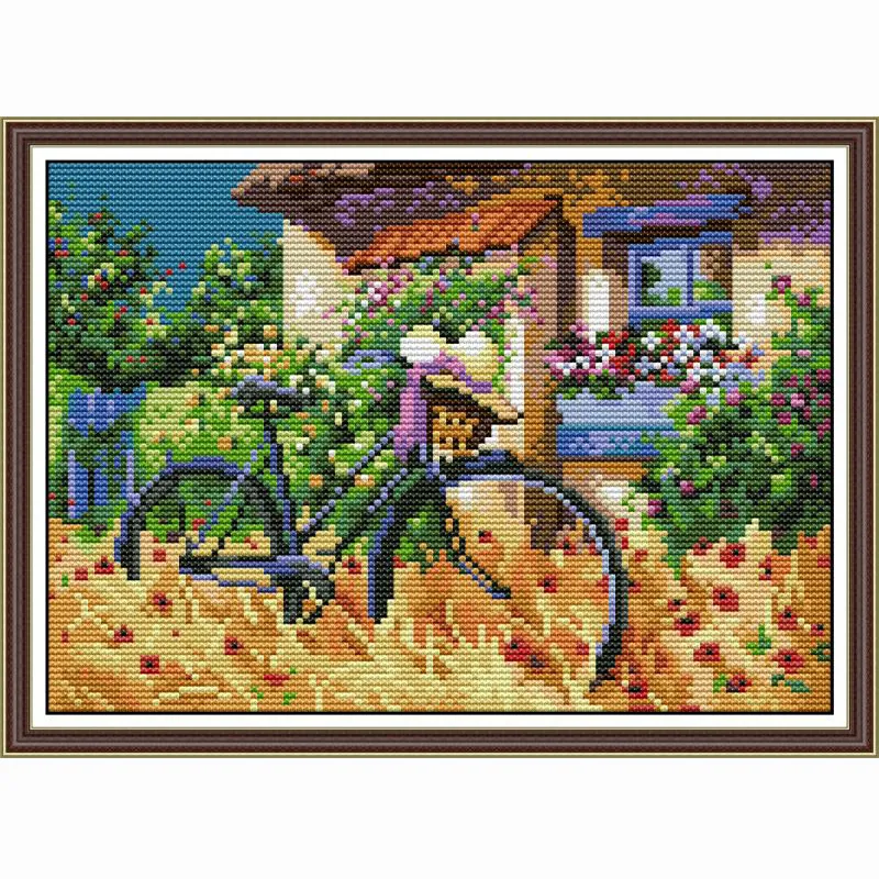 Cross stitch New Rural flower oil painting