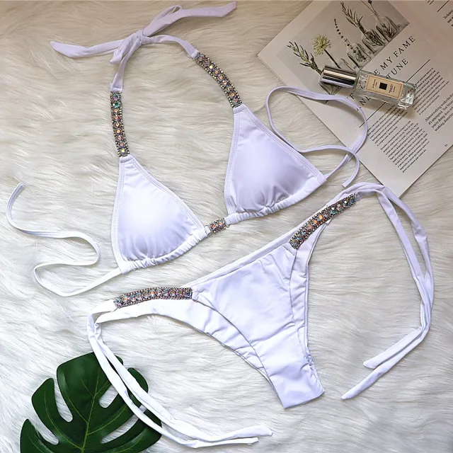 Solid sexy strapless bikini White - Shop at LoveMi