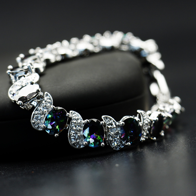 Gold-plated ladies bracelet colorful blue