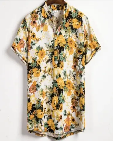 Slim shirt men contrast color printing