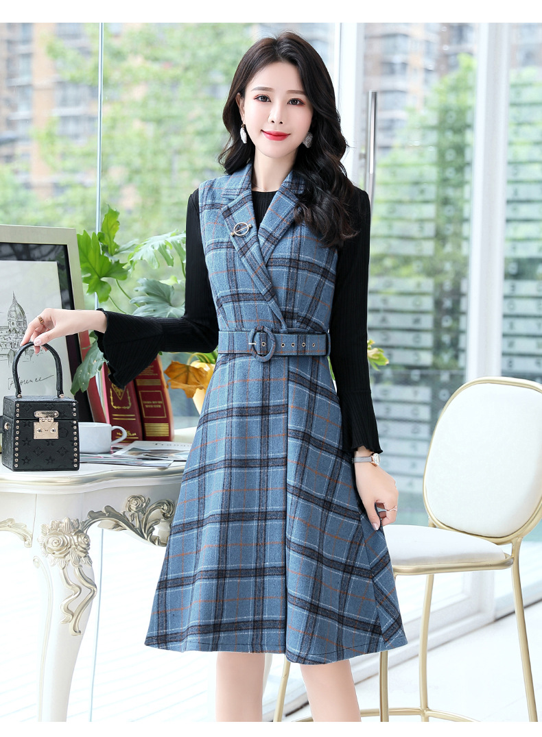 Sleeveless woolen vest skirt