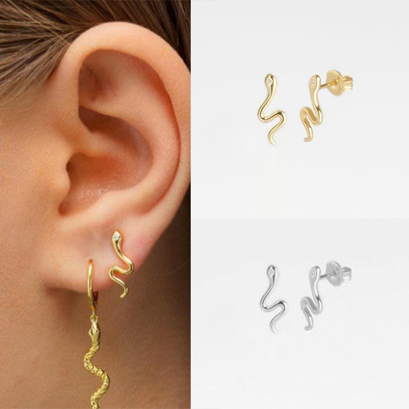 S925 Sterling Silver Snake Stud Earrings