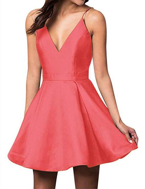 Sexy satin ball show was thin and short short dress