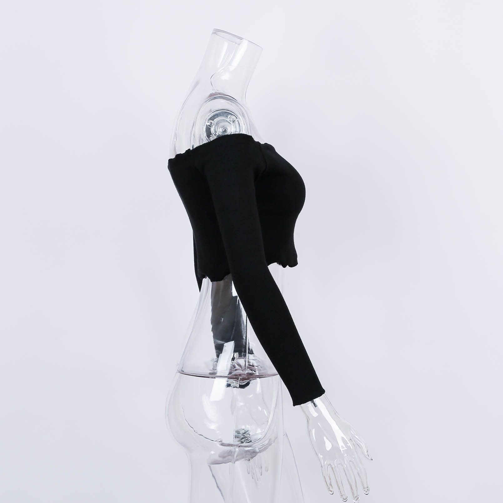 Long sleeve t-shirt with exposed neck