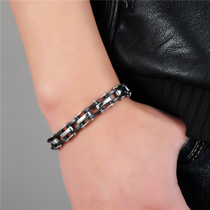 Men's stainless steel silicone bracelet