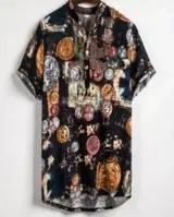 Slim shirt men contrast color printing