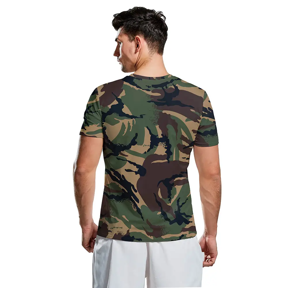 Camouflage printed round neck short sleeve T-shirt