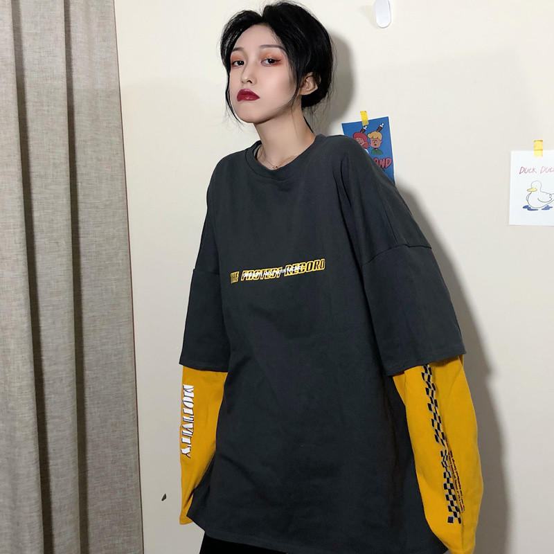 Early autumn blouse fake two long-sleeved t-shirt women