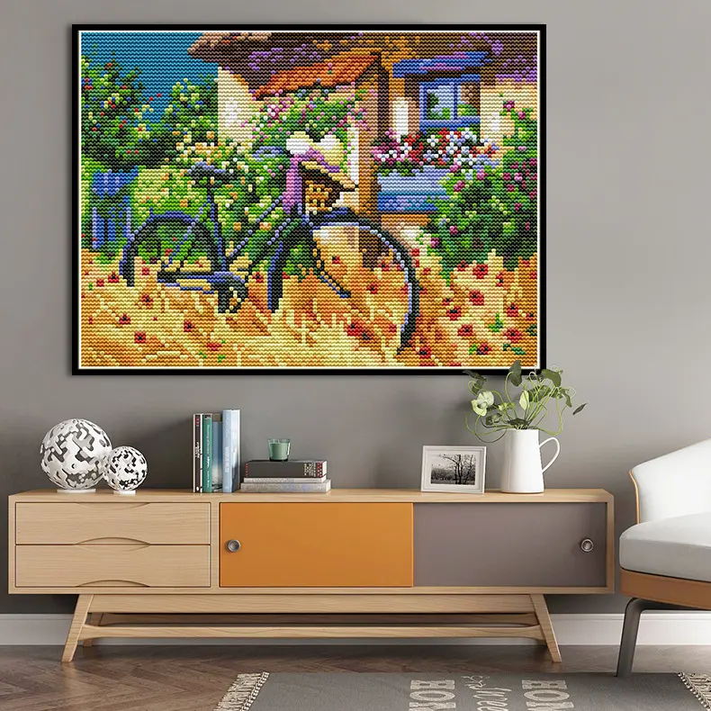 Cross stitch New Rural flower oil painting