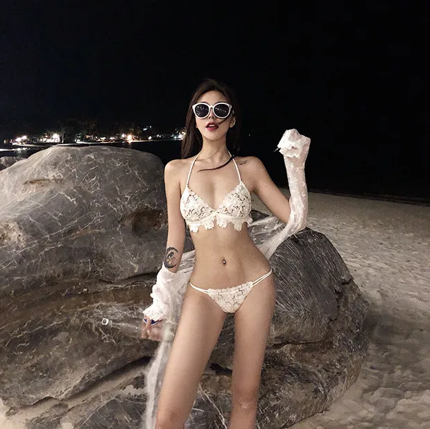 Split lace bikini White - Shop at LoveMi